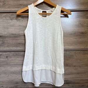 J. Crew White Sleeveless Top Sheer Flowy Hem Blouse Women's XS great preworn con